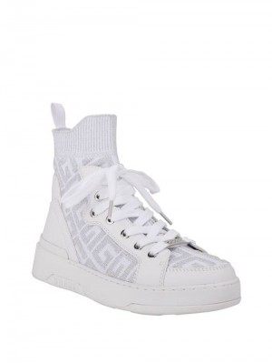 Guess Manney Knit Logo High-Top Sneakers Albi | GUESS-SN29511