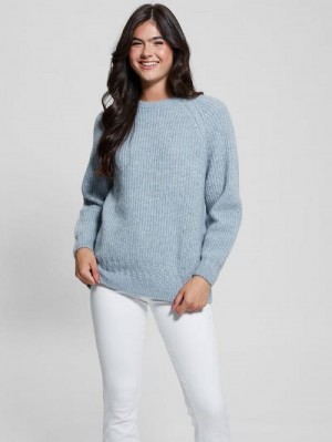 Guess Margot Cable-Knit Sweater Albastri | GUESS-SN27708