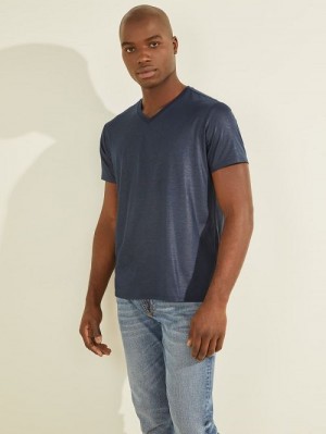 Guess Mason V-Neck Tee Albastri | GUESS-SN30539
