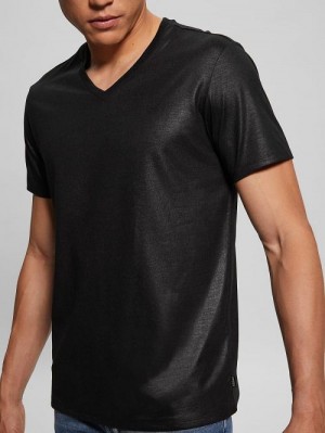 Guess Mason Yoke V-Neck Tee Negrii | GUESS-SN30541