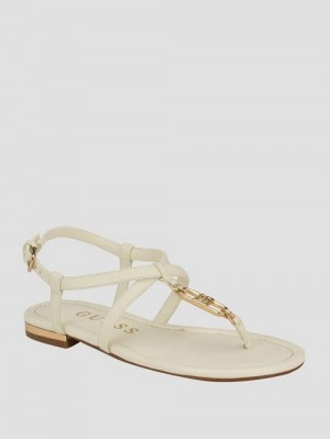 Guess Meaa Chain T-Strap Sandals Albi | GUESS-SN29600