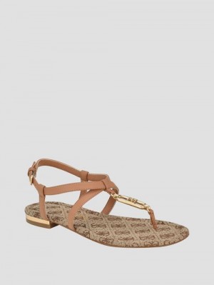 Guess Meaa Chain T-Strap Sandals Maro | GUESS-SN29608