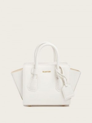 Guess Merava Leather Mini Satchel Albi | GUESS-SN29275