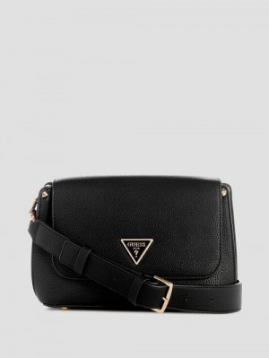 Guess Meridian Fold-Over Shoulder Bag Negrii | GUESS-SN29111