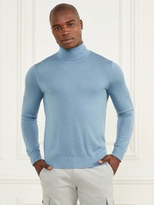 Guess Merino Wool Turtleneck Sweater Albastri | GUESS-SN31017