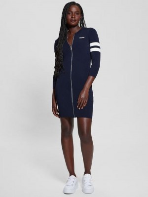 Guess Michela Varsity Sweater Dress Albastri | GUESS-SN27009