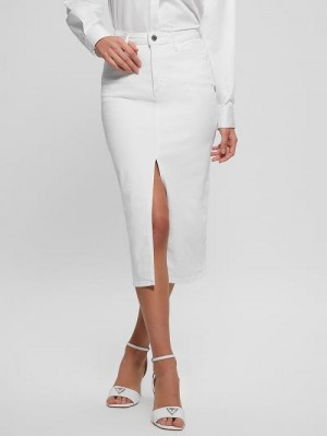Guess Mila Denim Midi Skirt Albi | GUESS-SN26654
