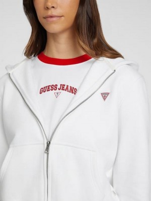 Guess Mini Patch Zip-Up Sweatshirt Albi | GUESS-SN27748