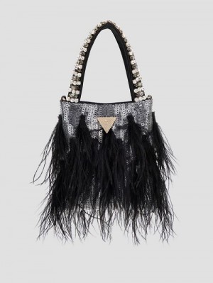 Guess Misae Sequin Mini Tote Negrii | GUESS-SN29375