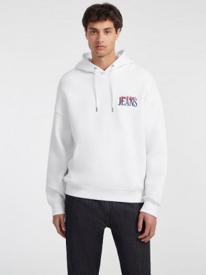Guess Mixed Chest Logo Hoodie Albi | GUESS-SN30984