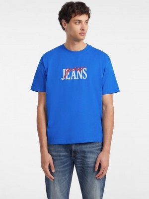 Guess Mixed Logo Tee Albastri | GUESS-SN30490