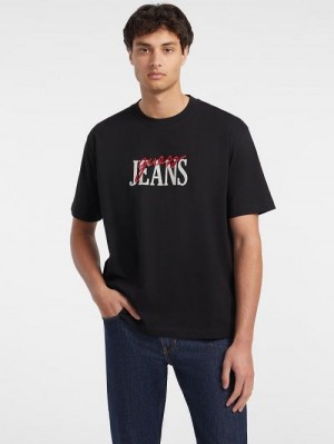 Guess Mixed Logo Tee Negrii | GUESS-SN30606