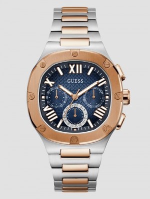 Guess Multi-Tone and Blue Multifunction Watch Argintii | GUESS-SN31607
