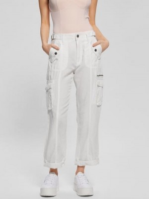 Guess Nessi Linen Cargo Pants Albi | GUESS-SN28301