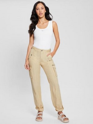 Guess Nessi Linen Cargo Pants Bej | GUESS-SN28319
