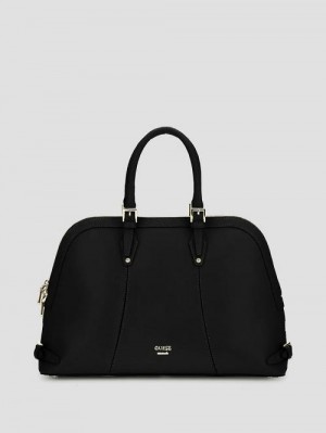 Guess New Adele Luxe Leather Large Dome Satchel Negrii | GUESS-SN29235
