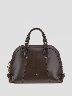 Guess New Adele Luxe Leather Small Dome Satchel Maro | GUESS-SN29244