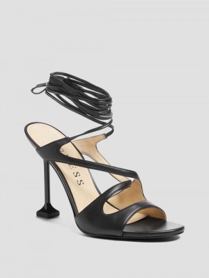 Guess Niko Lace-Up Heels Negrii | GUESS-SN29799