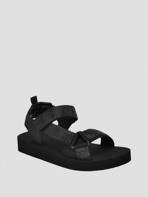 Guess Nylaha Rhinestone Flatform Sandals Negrii | GUESS-SN29607