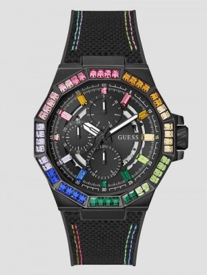 Guess Nylon Rainbow-Crystal Multifunction Watch Multi | GUESS-SN29979