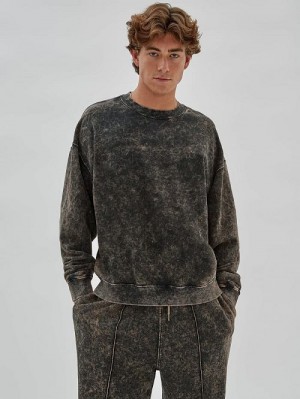 Guess Originals Acid Wash Crewneck Negrii | GUESS-SN30903