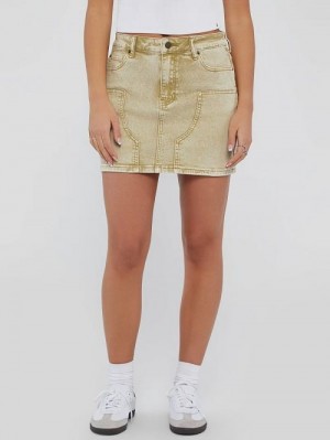 Guess Originals Aged-Denim Mini Skirt Bej | GUESS-SN26521