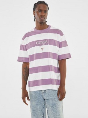 Guess Originals Block Stripe Tee Violet | GUESS-SN30677