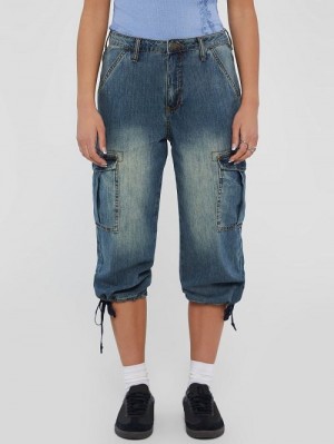 Guess Originals Denim Cargo Capris Albastri | GUESS-SN26504