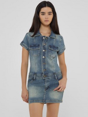 Guess Originals Denim Dress Albastri | GUESS-SN26754