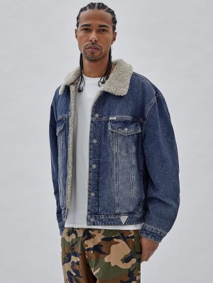 Guess Originals Denim Trucker Jacket Albastri | GUESS-SN30767