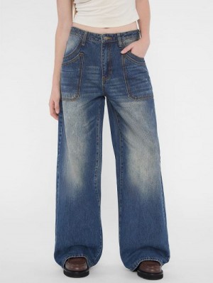 Guess Originals Double Pocket Wide-Leg Jeans Albastri | GUESS-SN26551