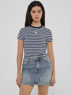 Guess Originals Eco Striped Baby Tee Albastri | GUESS-SN27230