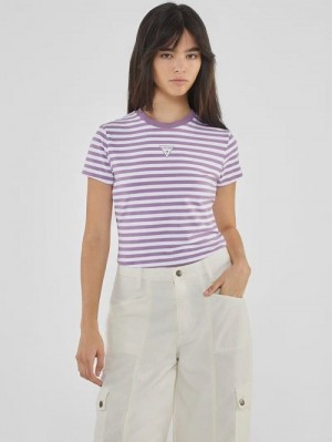 Guess Originals Eco Striped Baby Tee Violet | GUESS-SN27229