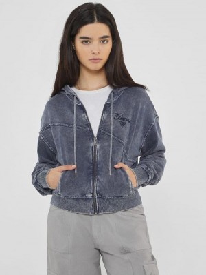 Guess Originals Panel Washed Hoodie Albastri | GUESS-SN27909