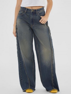 Guess Originals Raw Edge Wide Leg Albastri | GUESS-SN26535