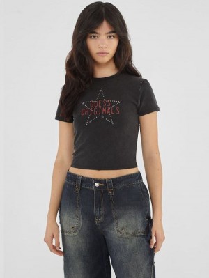 Guess Originals Star Stud Baby Tee Negrii | GUESS-SN27237