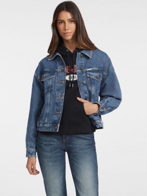 Guess Oversized Denim Trucker Jacket Albastri | GUESS-SN27889