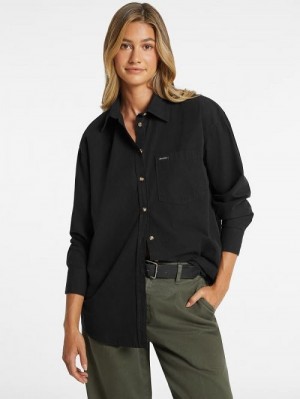 Guess Oversized Long-Sleeve Pocket Shirt Negrii | GUESS-SN27477