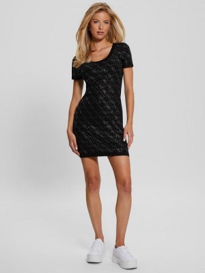 Guess Paige Quattro Rhinestone Dress Negrii | GUESS-SN27040
