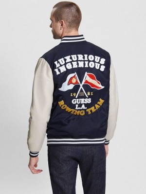 Guess Patch Varsity Jacket Albastri | GUESS-SN30717