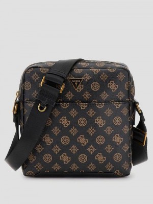 Guess Peony Eco Top-Zip Flat Crossbody Maro | GUESS-SN31726