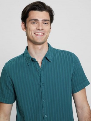 Guess Pillar Dobby Shirt Turcoaz | GUESS-SN31253
