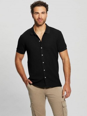 Guess Pointelle Knit Shirt Negrii | GUESS-SN31247
