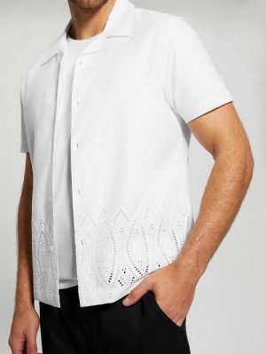 Guess Poplin Eyelet Shirt Albi | GUESS-SN31232
