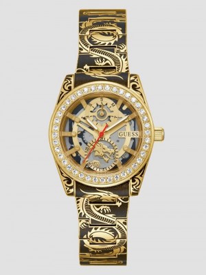 Guess Printed Gold-Tone Multifunction Watch Aurii | GUESS-SN30009