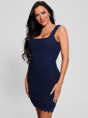 Guess Puruka Textured Sweater Dress Albastri | GUESS-SN26918