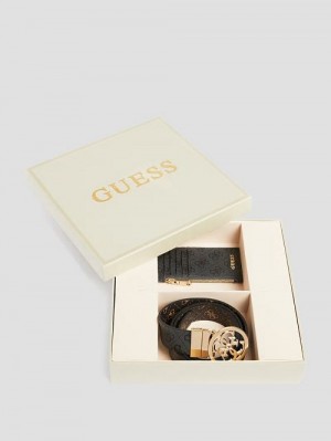Guess Quattro G Belt and Card Holder Box Set Negrii | GUESS-SN30235