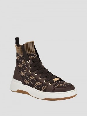 Guess Quattro G Knit High Top Sneakers Negrii | GUESS-SN29569