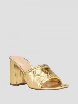 Guess Quilted Block Metallic Heels Aurii | GUESS-SN29764