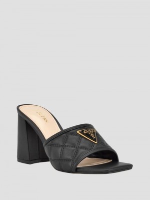 Guess Quilted Block Metallic Heels Negrii | GUESS-SN29636